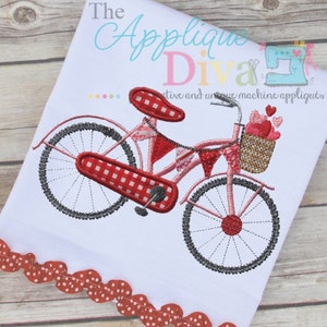 Valentine's Day Love Bike Digital Embroidery Design Machine Applique