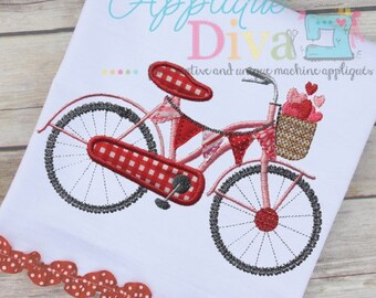 Valentine's Day Love Bike Digital Embroidery Design Machine Applique