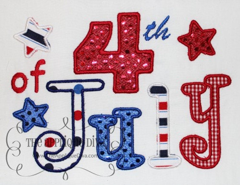 4th of July Embroidery Design Applique image 1