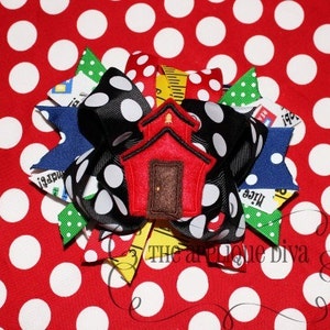School House Hair Bow Center Embroidery Design Machine Applique