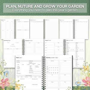 May include: A spiral-bound gardening planner with various sections for planning and tracking garden activities. The planner includes sections for garden layout, seed inventory, and weekly planning. The cover reads "PLAN, NUTURE AND GROW YOUR GARDEN".