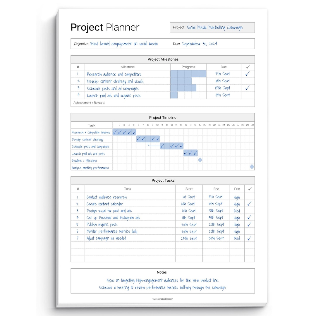 Project Planner Notepad, Project Management Organizer Desk Pad, Project ...