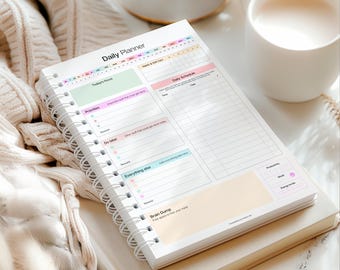 Colorful ADHD Daily Planner for Neurodivergent Adults - Productivity Planner & To do list, focus, brain dump, cleaning (Rainbow) | A5 Spiral
