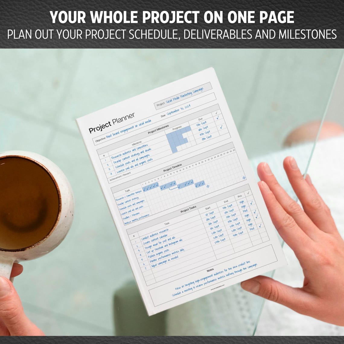 Project Planner Notepad, Project Management Organizer Desk Pad, Project ...