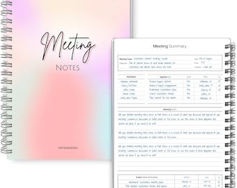Meeting Notebook, Professional Note Taking & Minutes | Plan, Record and Track Actions from all your Important Meetings | A5 Spiral COLORFUL