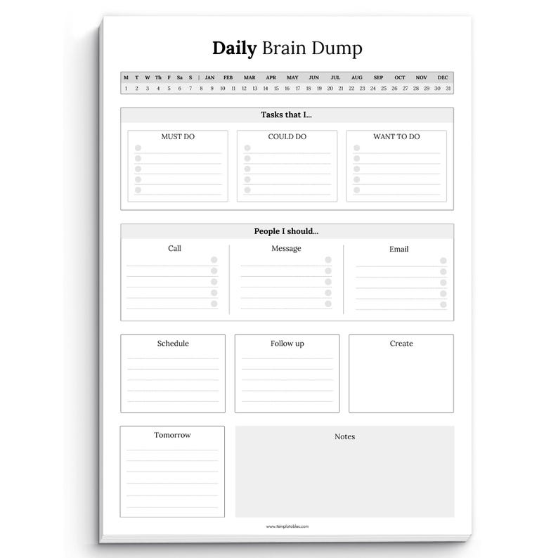 Brain Dump Notepad, to Do List Desk Pad, Productivity Planner, ADHD ...