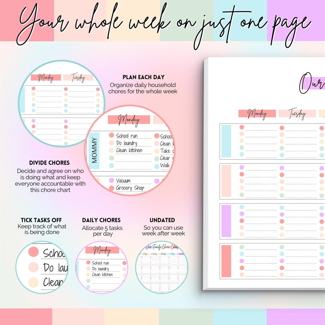 Family Chore Chart Notepad, Family Planner, Calendar, Household Command ...
