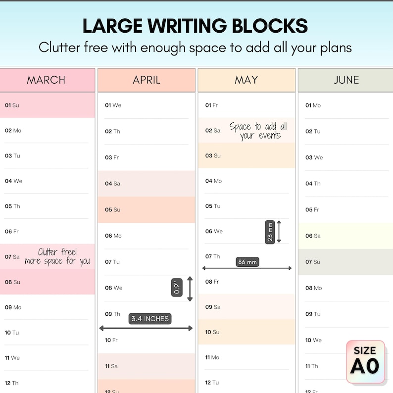 2026 Wall Planner, GIANT A0 (119cm x 84cm), 2026 Rainbow Monthly Wall Calendar, Jumbo size, Year at a glance | Colorful | Folded image 4