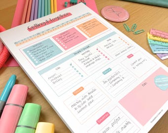 Brain Dump Notepad, To Do List Desk Pad, Productivity Planner, ADHD Daily Planner | 50 Undated Tear Away Sheets | A4 Deskpad (colorful)