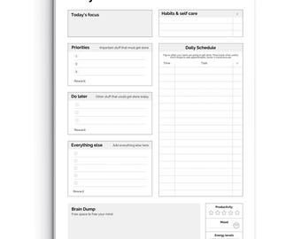 ADHD Planner for Neurodivergent Adults - Productivity Daily To do list, focus, brain dump, cleaning | Minimalist, A4 NOTEPAD Deskpad