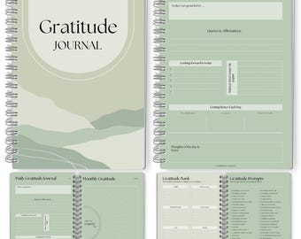 Gratitude & Mindfulness Journal, 90 Day Self Care Planner, Positivity Diary, Daily Gratitude Jar, Wellness, Manifestation | A5 Spiral, GREEN