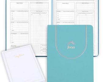 ADHD Daily Planner for Neurodivergent Adults - Premium Productivity & To Do List, Guided focus pages, Gold Foiling + GIFT BOX (Teal Blue)