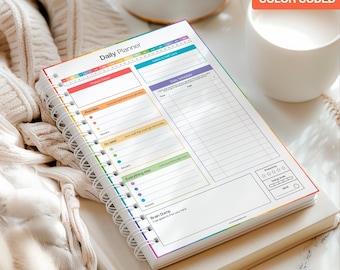 ADHD Planner for Neurodivergent Adults - Productivity Daily Planner & To do list, focus, brain dump, cleaning (Colorful) | A5 Spiral
