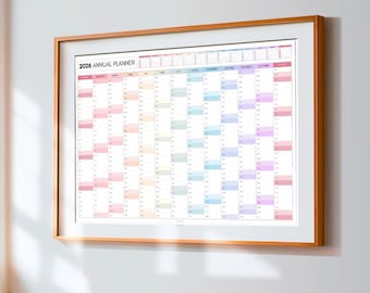2026 Monthly Wall Planner, Colorful A2 size Calendar with double sided print. Folded