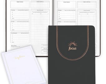 ADHD Daily Planner for Neurodivergent Adults - Premium Productivity & To Do List, Guided focus pages, Gold Foiling + GIFT BOX (Black Noir)