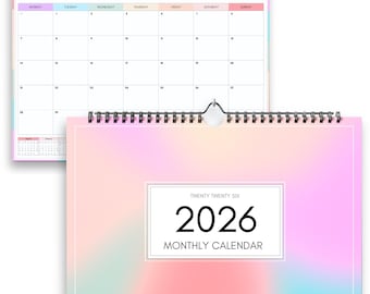 2026 Monthly Wall Calendar - COLORFUL Monthly Calendar with Premium Paper, Twin Wire Binding, Perfect for planning, birthdays, holidays