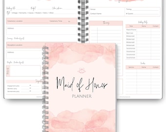 Maid of Honor Planner, Wedding Planning Organizer, Bridesmaids & Matron of Honor, Bachelorette, Bridal Shower, MOH Binder Book, checklist