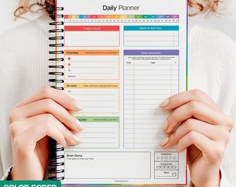 Colorful ADHD Planner for Neurodivergent Adults - Productivity Daily Planner & To do list, focus, brain dump, cleaning | A5 Spiral