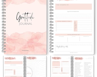 Gratitude & Mindfulness Journal, 90 Day Self Care Planner, Positivity Diary, Daily Gratitude Jar, Wellness, Manifestation | A5 Spiral, PINK