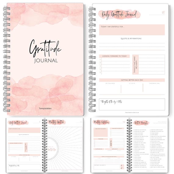 Gratitude & Mindfulness Journal, 90 Day Self Care Planner, Positivity Diary, Daily Gratitude Jar, Wellness, Manifestation | A5 Spiral, PINK