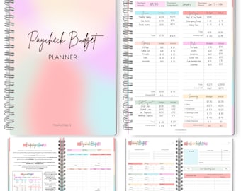 Paycheck Budget Planner - Undated Financial Organizer for Weekly, Bi-Weekly, and Monthly Budgeting and Expense Tracking | A5 Spiral COLORFUL