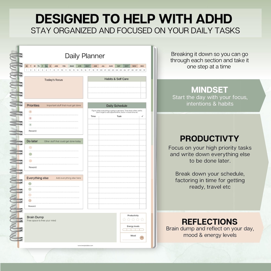 ADHD Planner for Neurodivergent Adults - Productivity Daily Planner ...