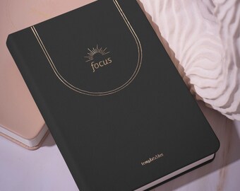ADHD Daily Planner for Neurodivergent Adults - Premium Productivity & To Do List, Guided focus pages, Gold Foiling + GIFT BOX (Black Noir)