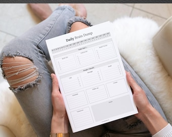 Brain Dump Notepad, To Do List Desk Pad, Productivity Planner, ADHD Daily Planner | 50 Undated Tear Away Sheets | A4 Deskpad, Minimalist