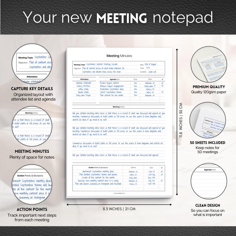 Track Note Pad Meeting Notes Notepad, Professional Note Taking | Plan, Record and ...