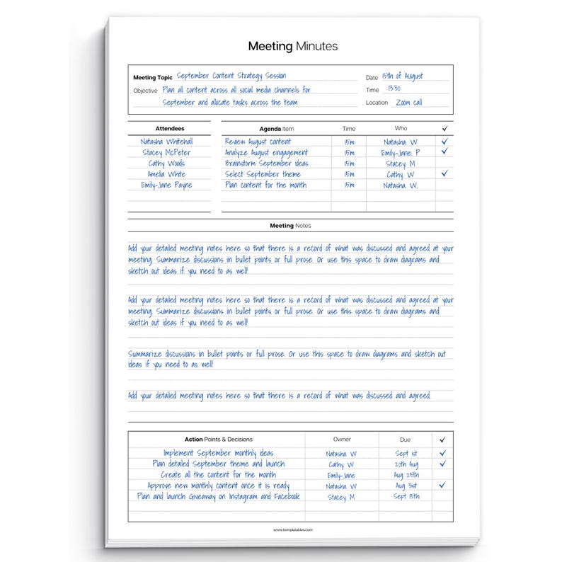 Meeting Notes Notepad Meeting Notes Notepad, Professional Note Taking | Plan, Record and ...
