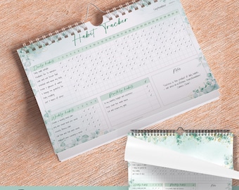 Habit Tracker Calendar – Daily, Weekly and Monthly Habit & Goal Tracker, Wire-Bound Planner with colorful design ADHD | A5 Green | Spiral