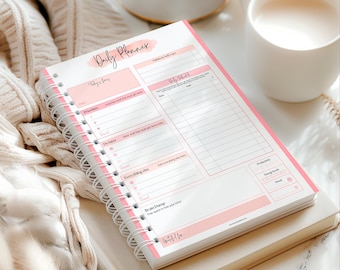 Pink ADHD Daily Planner for Neurodivergent Adults - Productivity Planner & To do list, focus, brain dump, cleaning (Pink) | A5 Spiral