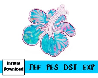 Hawaiian Hibiscus Flower Machine Embroidery Applique Pattern **Instant Download**