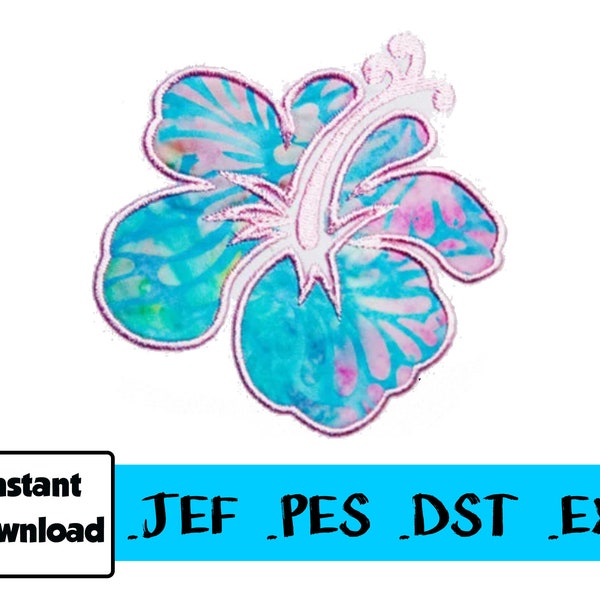 Hawaiian Hibiscus Flower Machine Embroidery Applique Pattern **Instant Download**