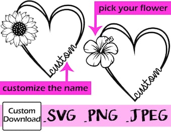 Custom Personalized Name Heart Digital File SVG PNG JPEG Heart Download Cricut Mother's Day Gift Tattoo Design