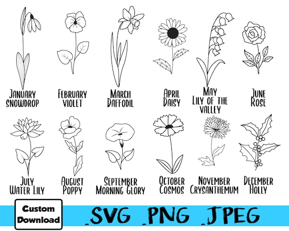 Sortie verdamping voorbeeld 5 Aangepaste naam bloemen Geboortemaand bloem met cursieve - Etsy België