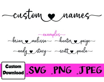 Benutzerdefinierter Name Verbundene Herzen Digitale Datei Download SVG PNG JPEG Ihre benutzerdefinierten Namen