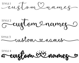 Names Connected Heart Swirl Digital Download SVG PNG Cricut cut file Personalized Wedding Anniversary Gift Idea Cursive heart Text