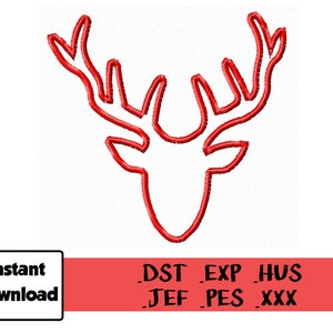Deer Silhouette Buck Head 5x5 Applique Pattern INSTANT DOWNLOAD PES