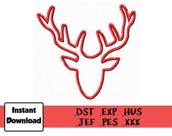 Deer Silhouette Buck Head 5x5 Applique Pattern INSTANT DOWNLOAD PES
