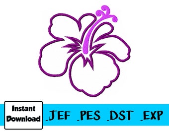 Hawaiian Hibiscus Flower Machine Embroidery Applique Pattern Instant Download PES Tropical Embroider Digital Design