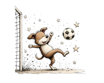 Animal Soccer Clipart PNG, Whimsical Woodland Bundle, Sports Illustration, Digital Art, Cute Animals
