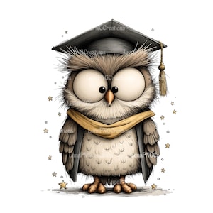 Cute Owl Graduate Illustration, Graduation Cap Art, Charming Animal Print, Owl Lover Gift, Nursery Decor, Wall Art