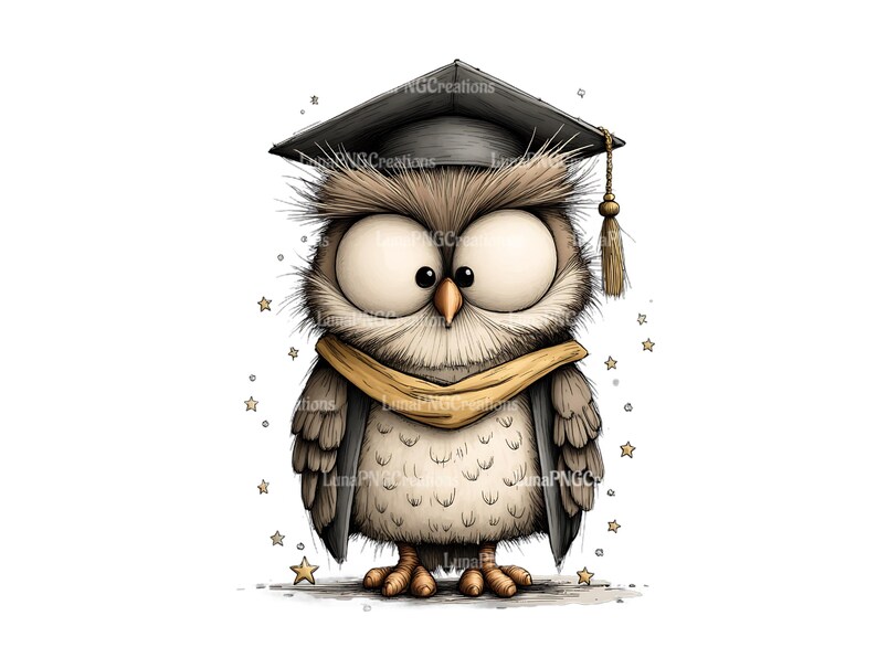 Cute Owl Graduate Illustration, Graduation Cap Art, Charming Animal Print, Owl Lover Gift, Nursery Decor, Wall Art