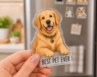 Ímã de geladeira personalizado em acrílico com retrato do seu pet, presente personalizado com foto de cachorro ou gato.