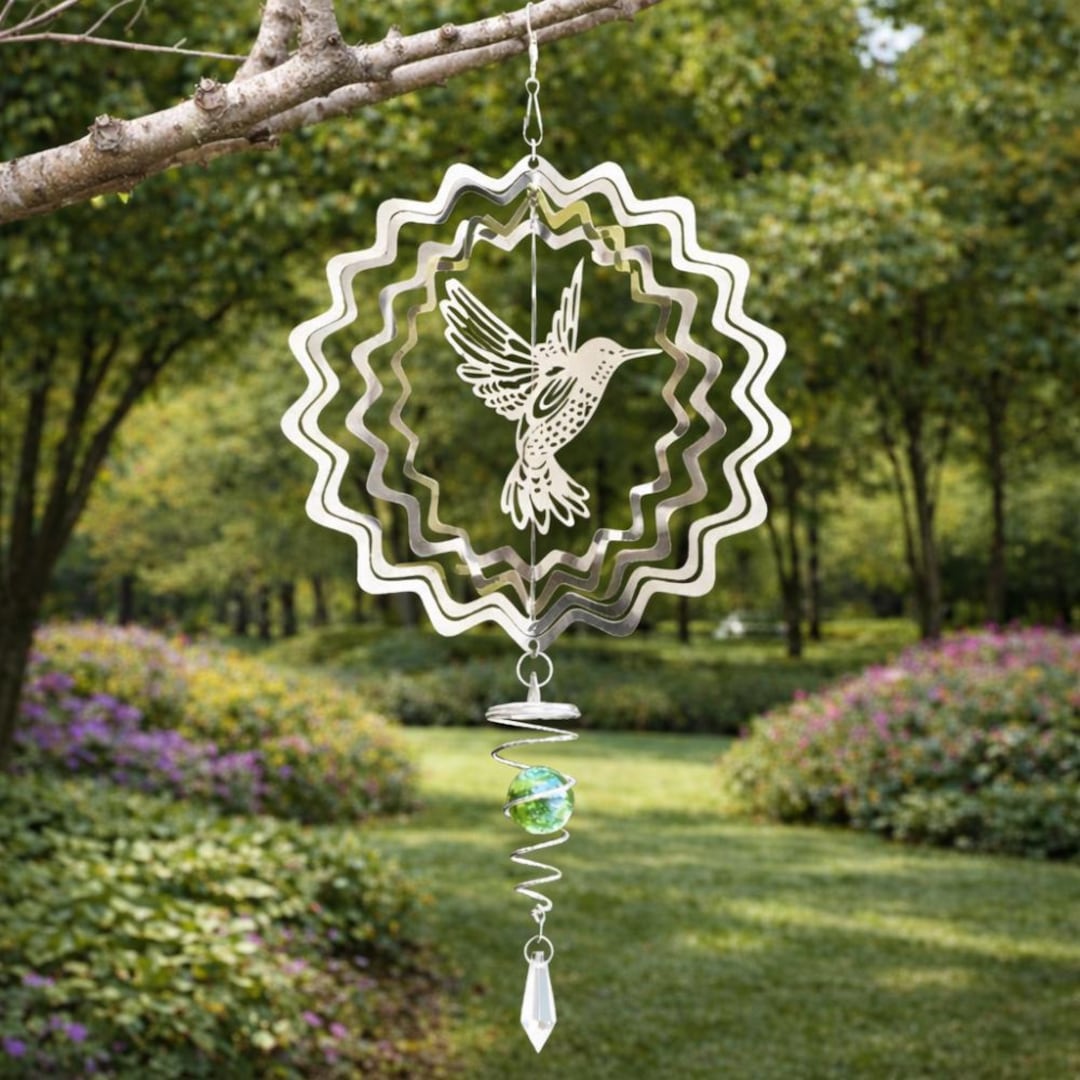 Hummingbird Metal Wind Spinner Suncatcher – Outdoor Garden Hanging