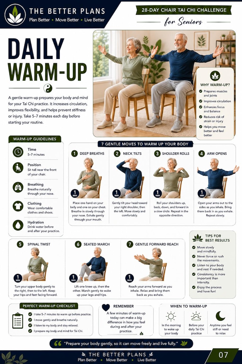 28-Day Chair Tai Chi Challenge for Seniors | Gentle Daily Exercises (Digital Download) — original Etsy mockup 5
