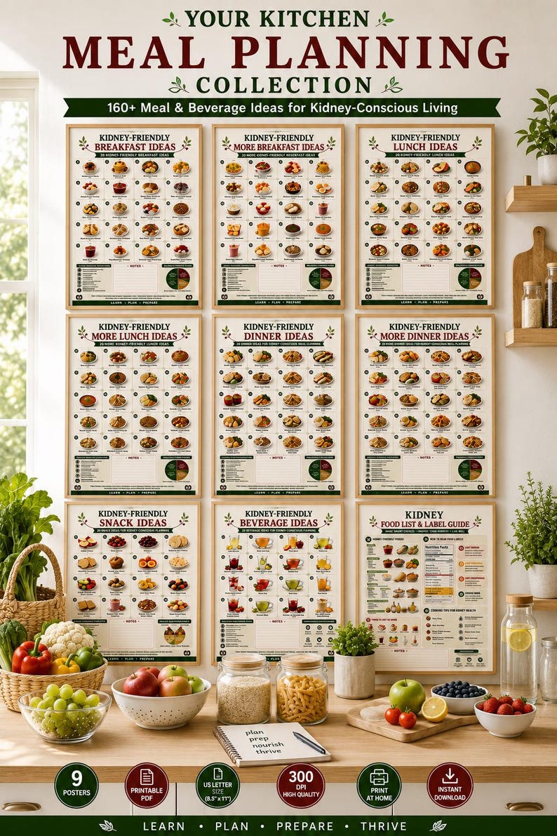 Kidney Friendly Meal Plan, Renal Diet Ideas, CKD Food List (PDF) — original Etsy mockup 3