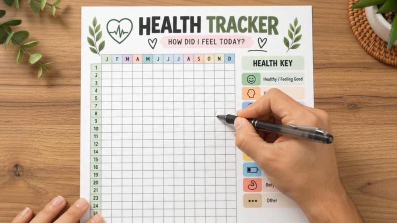 Year-in-Pixels Health Tracker Printable, Wellness Symptom Log (Digital Download) — original Etsy mockup 4