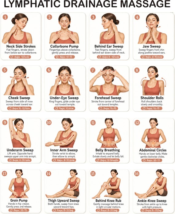 Lymphatic Drainage Massage Chart Printable | Self-Massage Wellness Guide